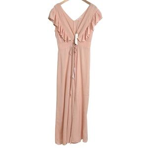 NEW Lovestitch Maxi Dress Ruffle Boho Chic Sleeveless Pale Pink Size Small